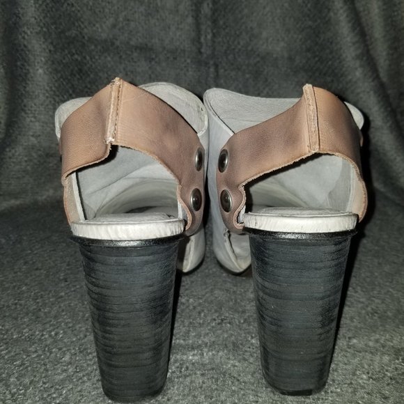 Free People, 'Picture This' Leather Peep Toe Heels, Dove Gray/Tan, Size 36 BNIB - Picture 5 of 10